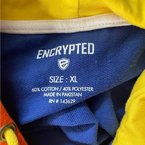 Encrypted “ICON” color block short sleeve hoodie front pocket shirt size XL - Picture 6 of 6